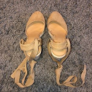 Express Closed Toe Espadrille Lace Up Wedges